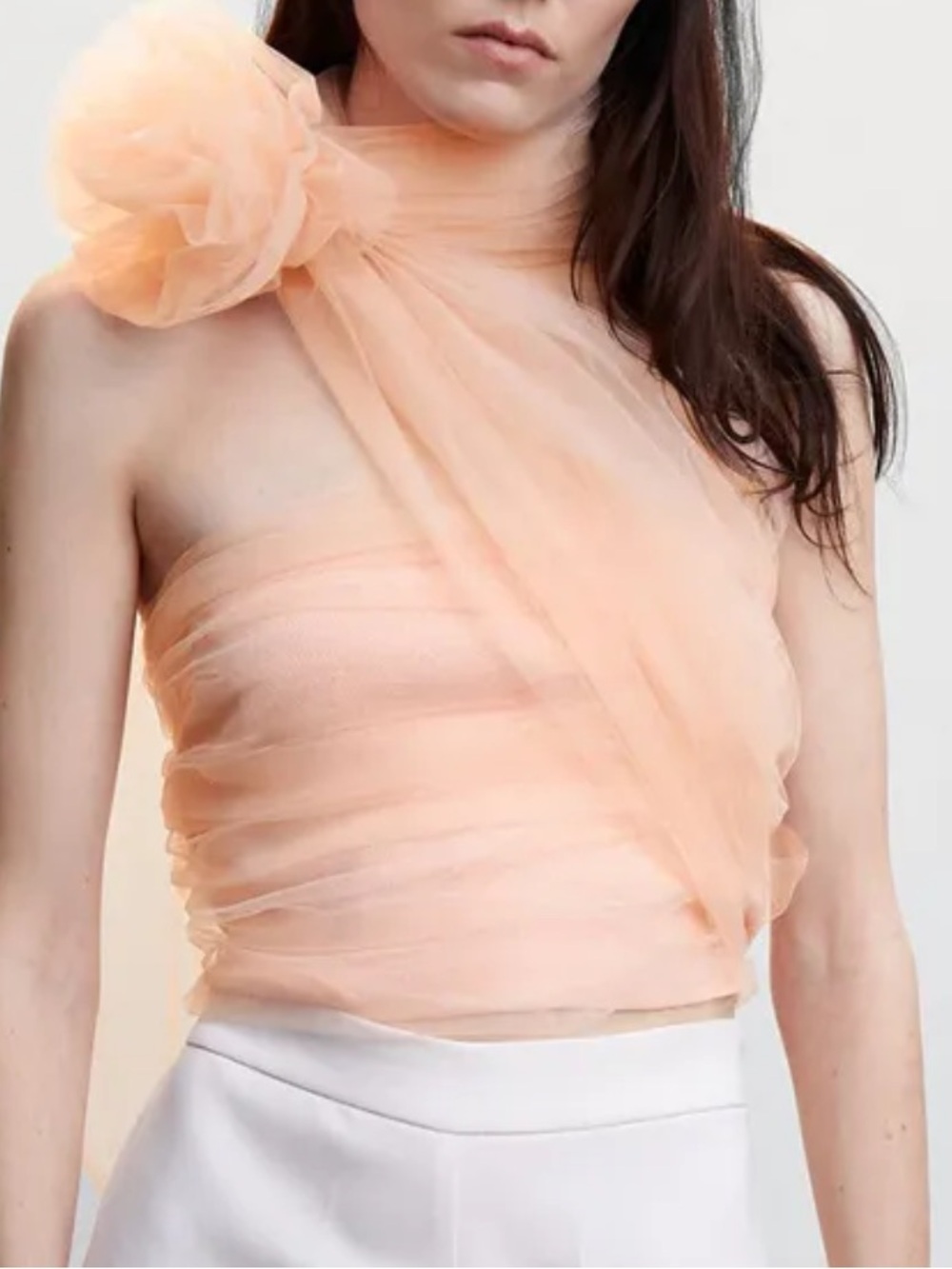 NWT Mango Flower Chiffon Top Feminine Rosette Going Out